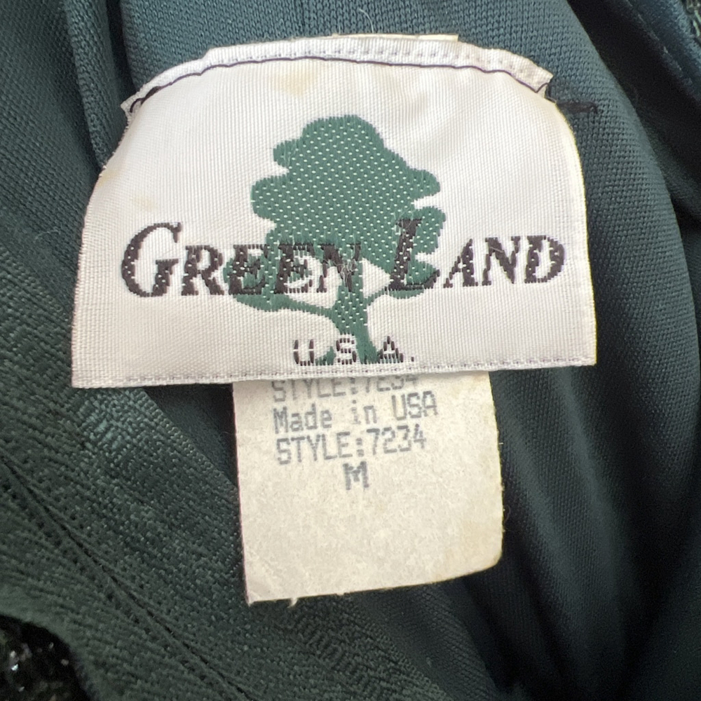 Vintage Green Lands Green Glitter Dress, Size M - Picture 7 of 10